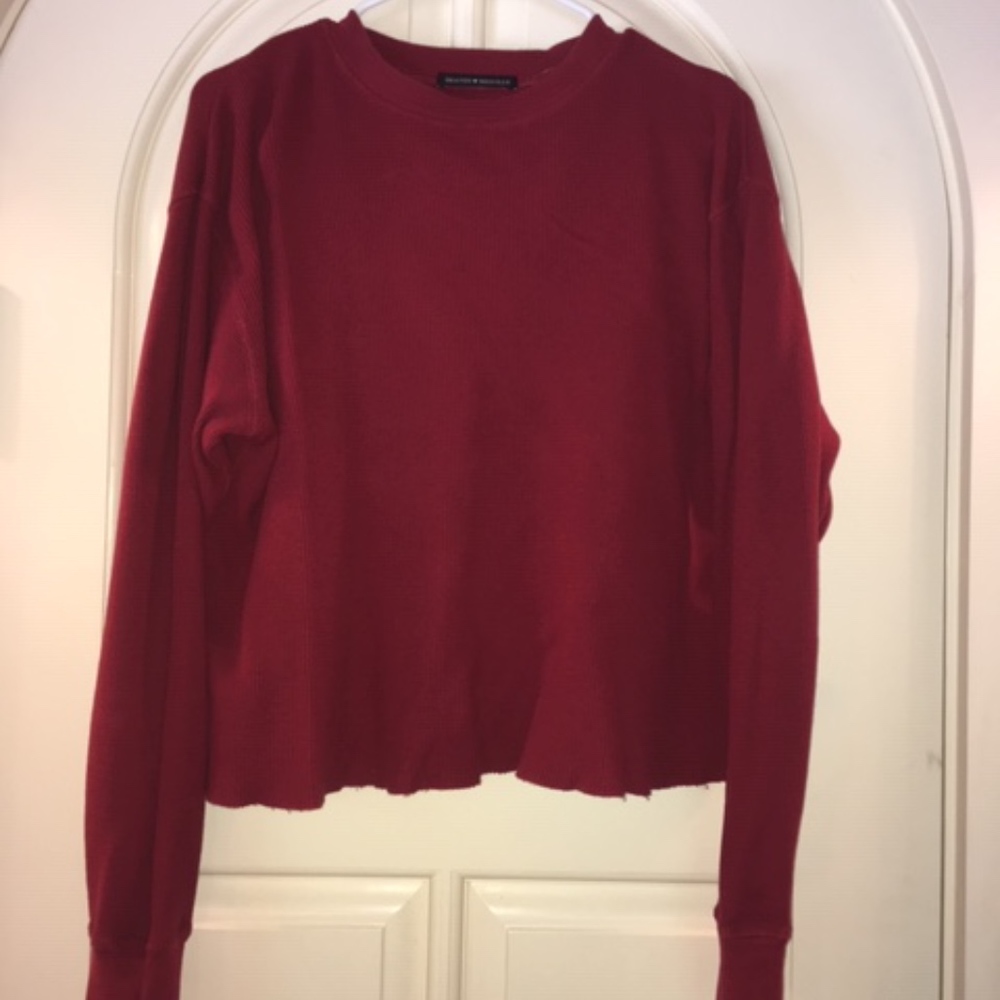 Red Waffle Print Top